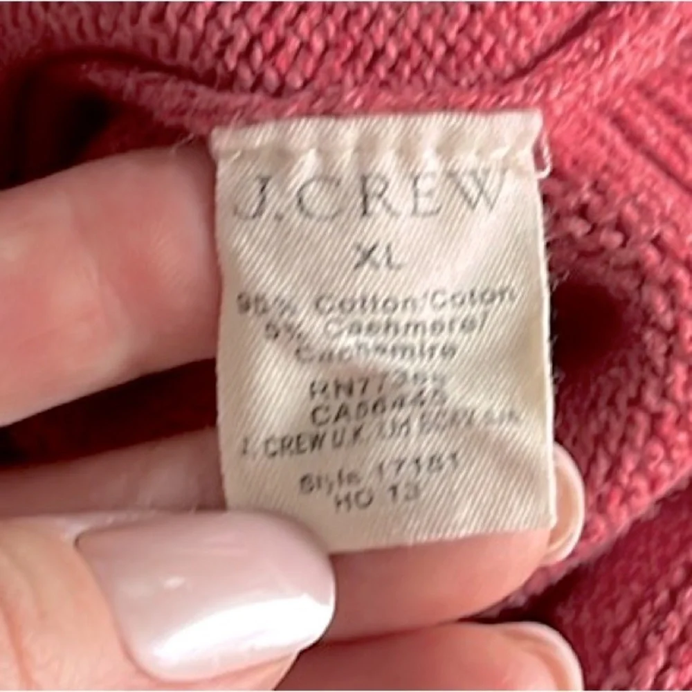 J. Crew Cotton Cashmere Blend Polo Zip Mock Neck Sweater Muted Salmon Pink XL
